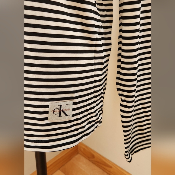 CALVIN KLEIN Men's vintage blk/wht striped turtleneck in L - Picture 11 of 12